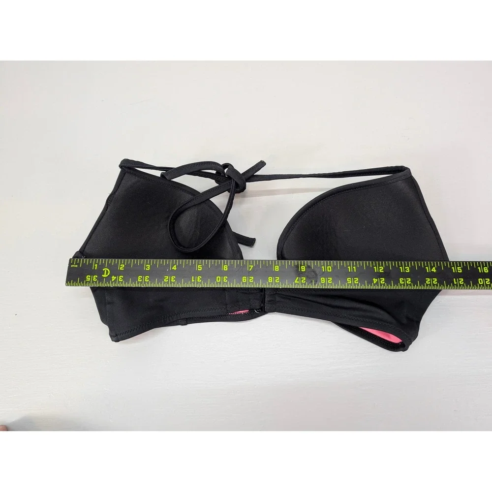 Victoria's Secret PINK Bra‎ Black Pink Tie Back Lined Sexy Beach C80/M D75/E75